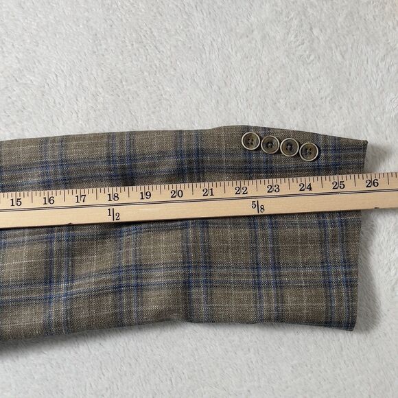 TailoRed Loro Piana Blazer Mens Sz 44R Plaid 2 Button Silk Wool Linen Blend - Picture 16 of 16